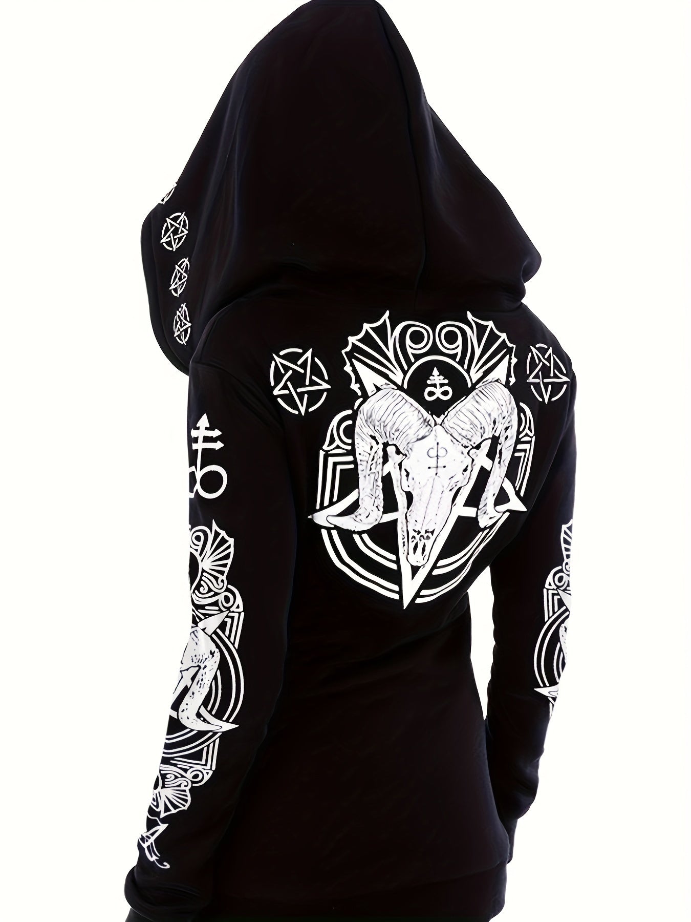 Women's Casual Hooded Sweatshirt - Geometric-Pattern, Smooth Polyester Fabric - All Season Wear | Mid Elasticity | Machine Washable