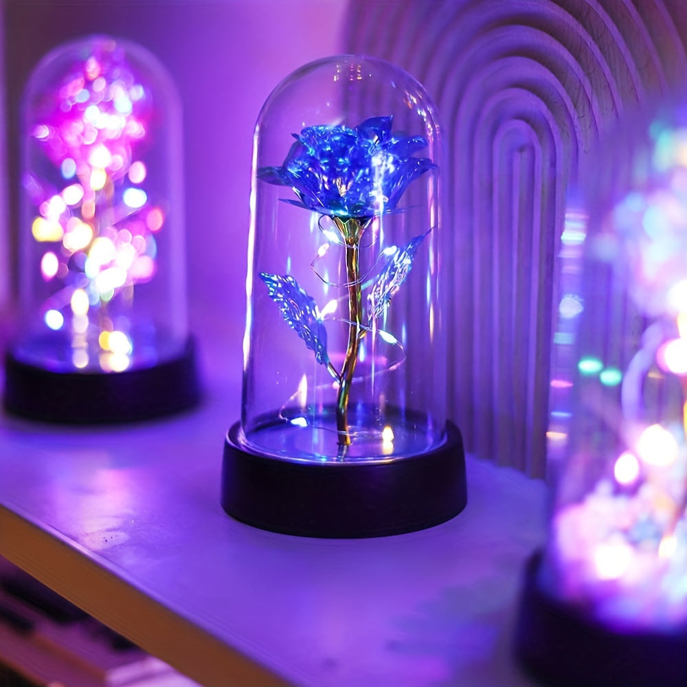 One Piece of Contemporary LED Rose Flower Night Lamp Featuring a Plastic Cover, Powered by Batteries, Ideal for Tabletop Decoration in Bedrooms And Homes. This Rose Lamp Is Perfect for Occasions Like Valentine'S Day, Mother'S
