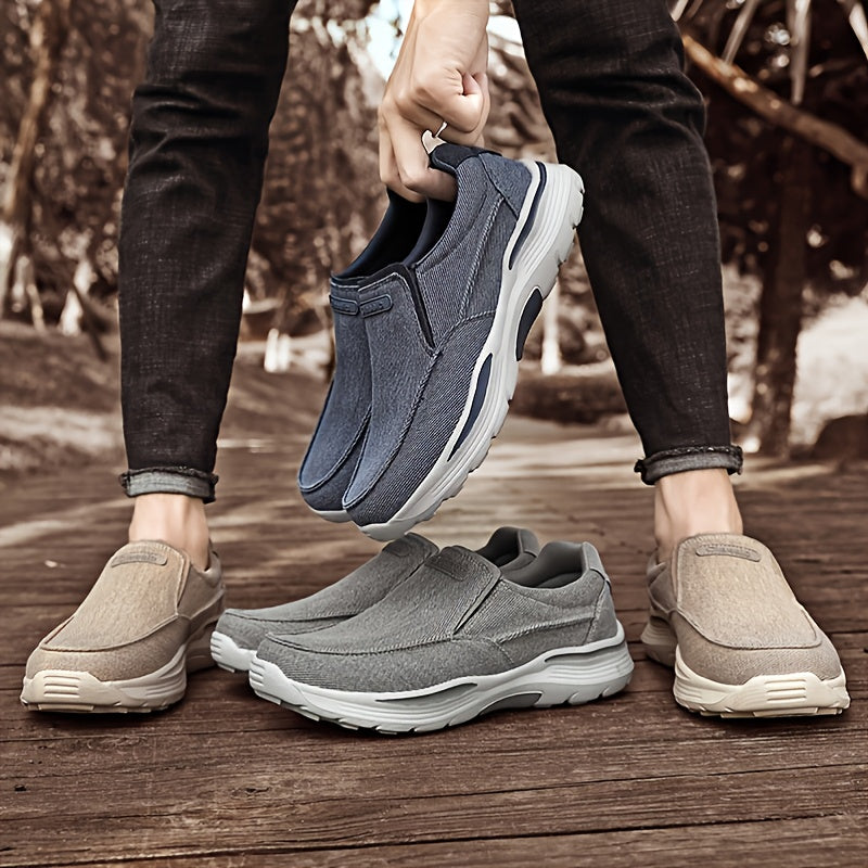 Men's Canvas Breathable Slip On Loafer Shoes Comfortable Walking Sneakers
