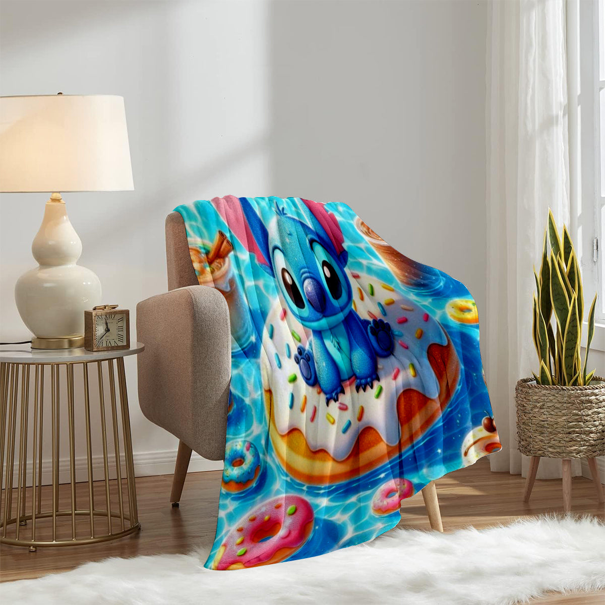 1pc Stitch Cartoon Plush Blanket - Soft Flannel, Warm & Cozy, Ideal Gift for Birthdays, Holidays, and Anniversaries, Perfect for Home Decor, Vacation Homes, Entertainment, Car, Bedroom, Sofa, Stuffed Animal & Plush Toy Set, S