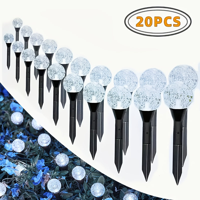 20pcs Solar Garden Lights, Outdoor Lawn Lamps with 8 Lighting Modes, Automatic On/Off, Metal Construction, Flower Theme, Push Button Control, Ideal for Christmas, Weddings, Parties, Camping, Birthday Decorations, Outdoor Deco