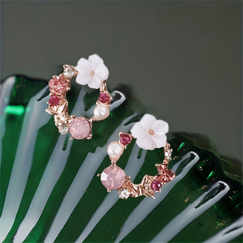 Elegant Faux Pearl & Flower Stud Earrings: Timeless, Allergy-Free, Chic for Every Occasion