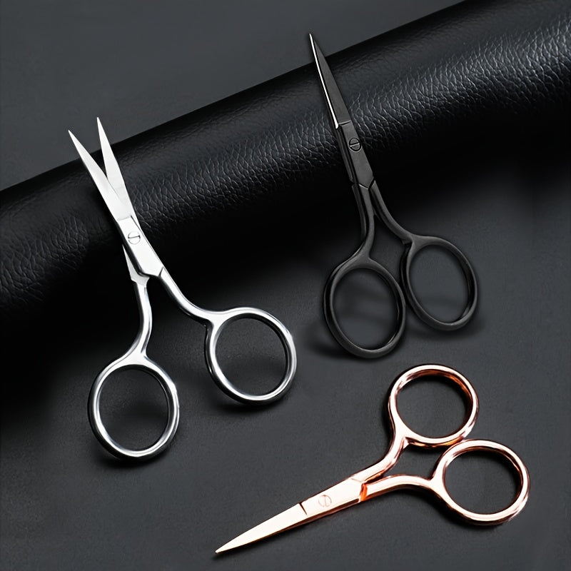 Stainless Steel Pointed Tip Scissors - A Pair Of Black Fish Line With Rose Golden Handles - Ideal For Trimming Eyebrows, Eyelashes, Embroidery, And Various Beauty Tasks
