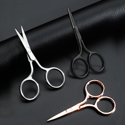 Stainless Steel Pointed Tip Scissors - A Pair Of Black Fish Line With Rose Golden Handles - Ideal For Trimming Eyebrows, Eyelashes, Embroidery, And Various Beauty Tasks