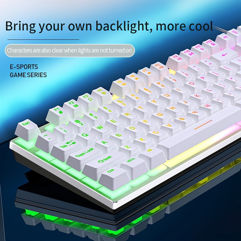 Silvery Carved Game Keyboard USB Wired Mechanical Feel Luminous Keyboard with Backlight Desktop Computer Notebook Office Universal