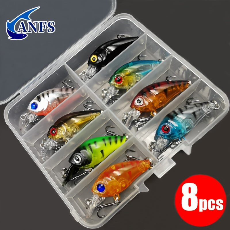 8pcs Crankbait Minnow Lure Set, Floating Artificial Fishing Lures, Topwater Baits