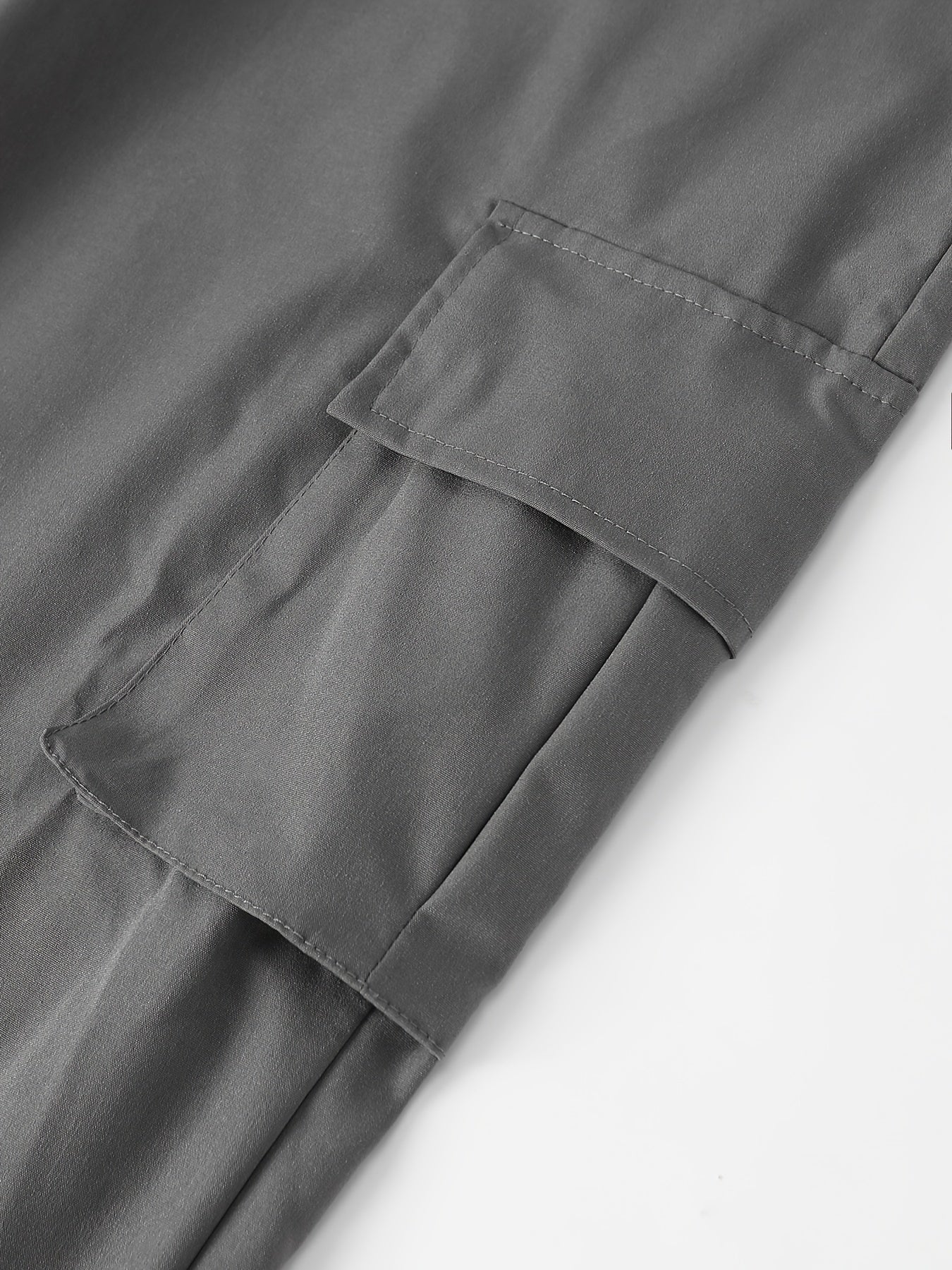 Solid Color Flap Pockets Straight Legs Trouser, High Waist Casual Wide Legs Cargo Pants, Women's Sweatpants