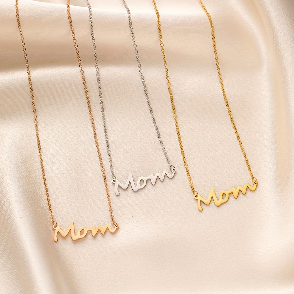Mini "Mama" Necklace for Women - Golden-Tone Cursive Script Collarbone Chain, Minimalist Everyday Jewelry, Mother's Day Birthday Gift for Mom, Year-Round Wear, Mothers Day Necklace, Elegant Accessory, Delicate Design