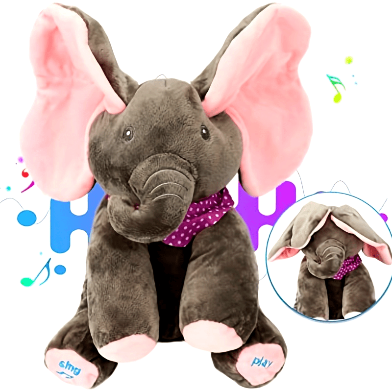 Hide-And-Seek Elephant Plush Toy, Baby Girl Hide-And-Seek Game Toy Singing Interactive Musical Toys, a Good Gift for Girls Over 6 Years Old Activity Ear Hide-And-Seek Bear Doll