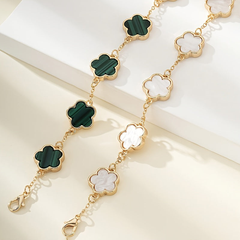 2 Pcs Set Of Exquisite Lucky Flower Design Bracelet Alloy Jewelry Elegant Leisure Style For Women Daily Dating Hand Decor