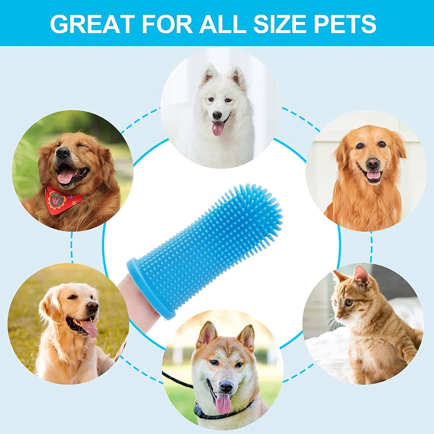 Dog Super Soft Pet Finger Toothbrush Teeth Cleaning Silicone Tooth Brush Tool Dog Cat Cleaning