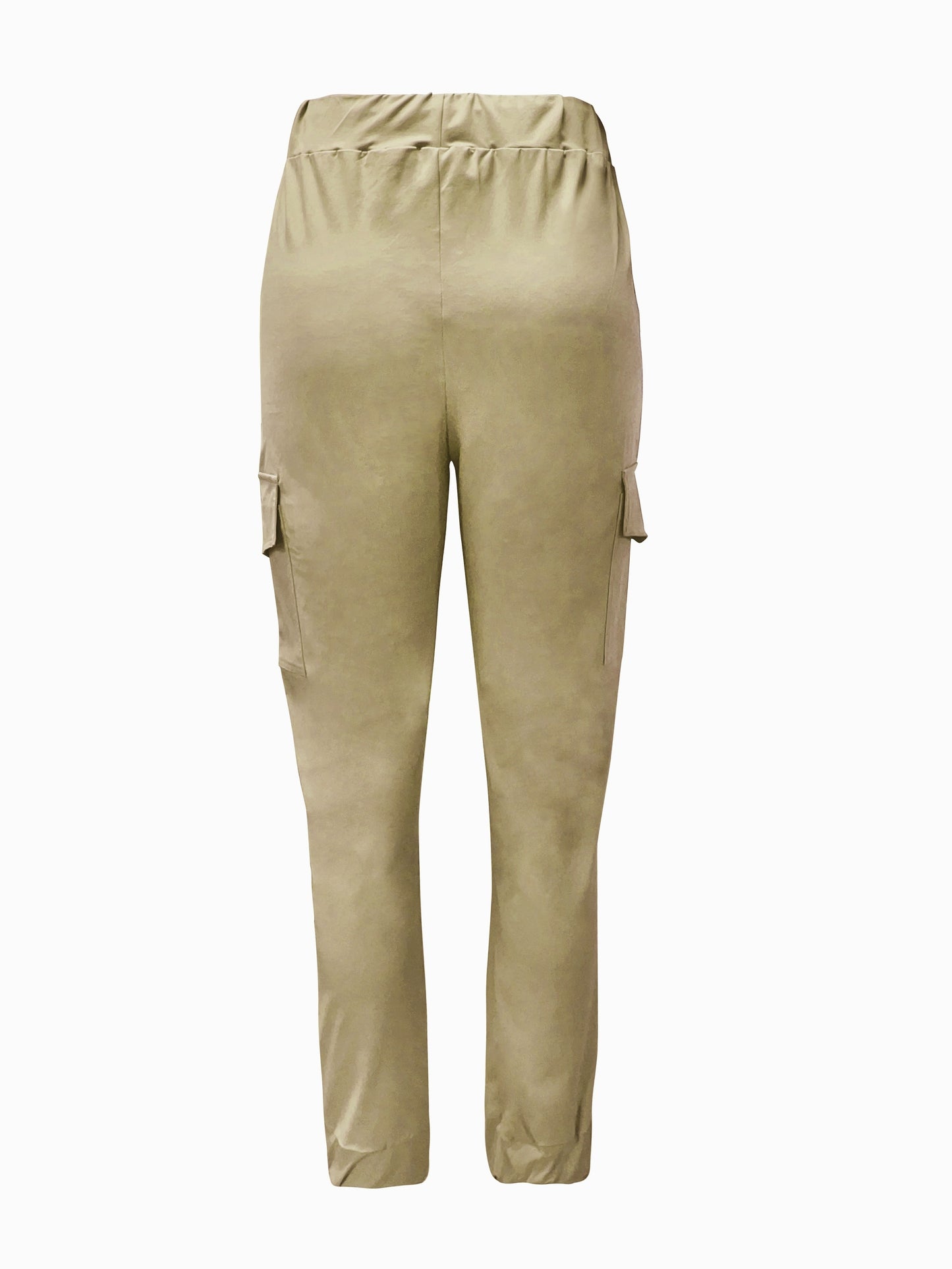 Y2K Chic Drawstring Cargo Pants - Stretchy Elastic Waist, Long Length, Multiple Pockets, Casual Comfortable Women's Clothing for Everyday Wear