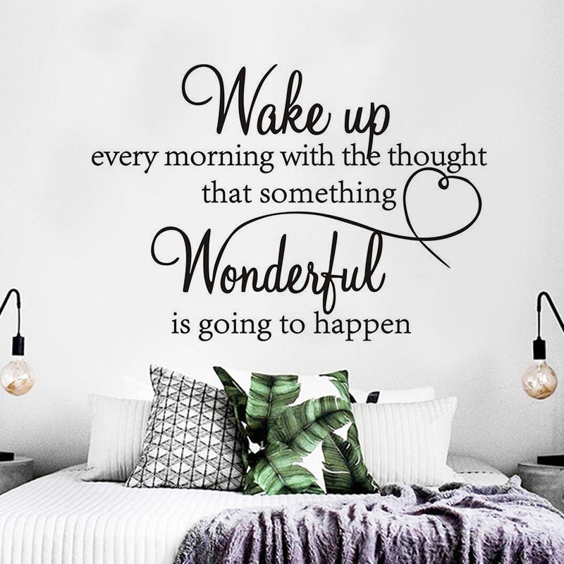 1pc Wall Decal Wake Up Every Morning With The Thought That Something Wonderful Is Going To Happen Vinyl Wall Decals Sayings Art Lettering Wall Stickers For Bedroom Living Room Inspirational Wall Decals
