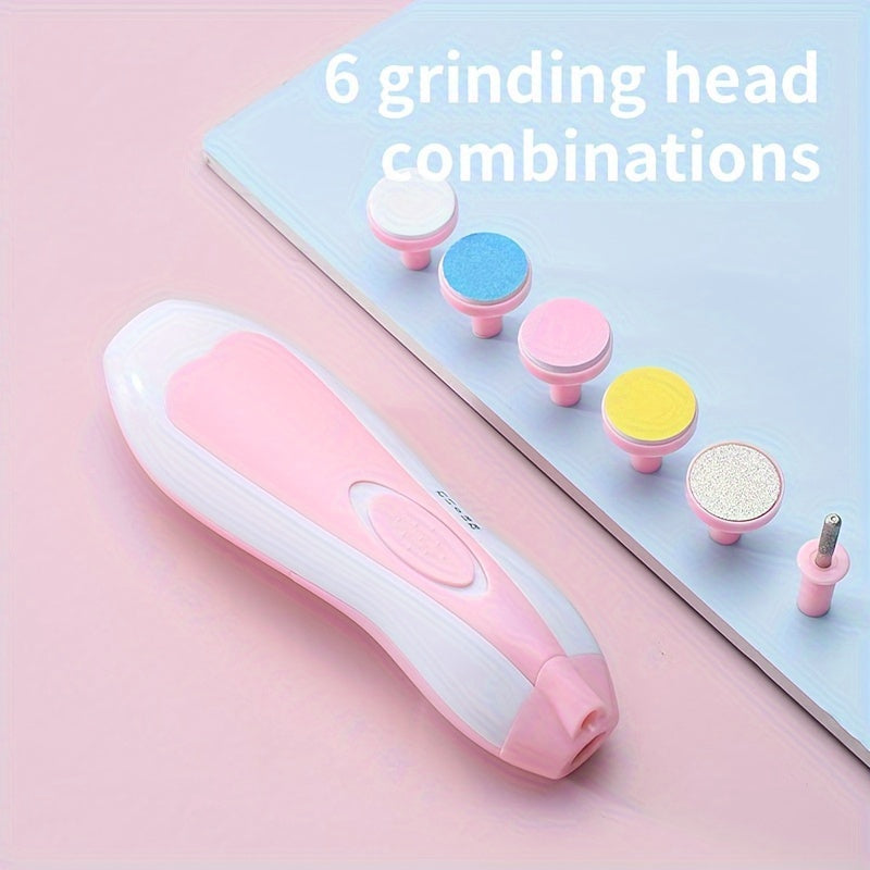 Baby Nail Trimmer Electric, 6 In 1 Safety Baby Nail Clippers, With 6 Grinding Pads And LED Light, Trim Polish Grooming Kit For Newborn Infant Toddler Or Adults Toes Fingernails Care, Christmas, Halloween, Thanksgiving Day Gif