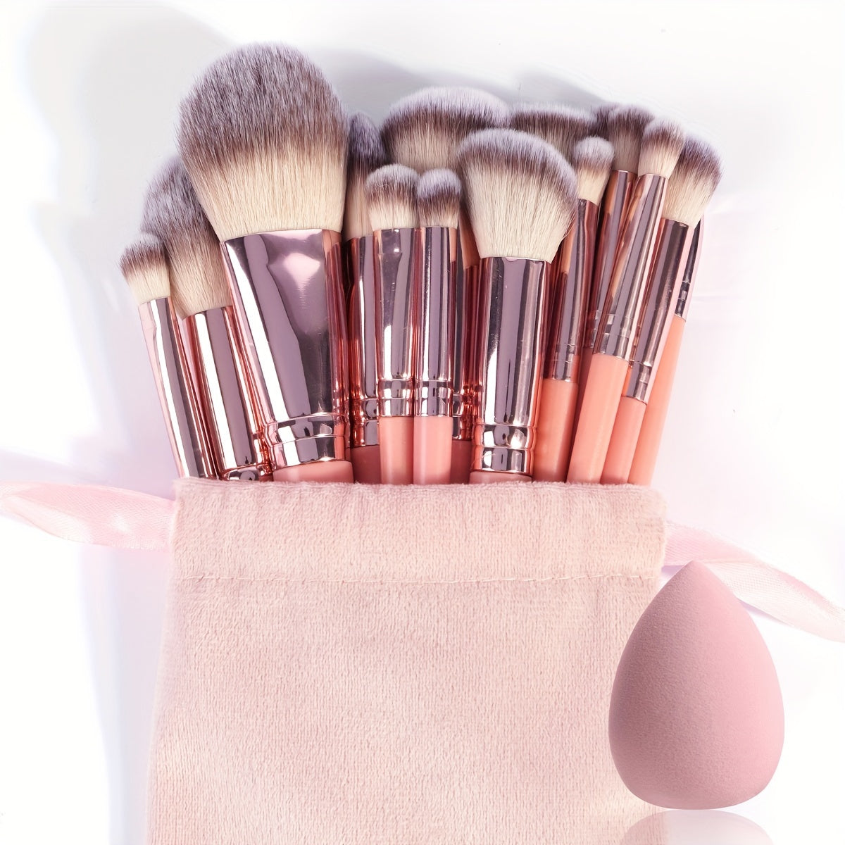MAANGE 20pcs Professional Makeup Brush Set, Including 18 Makeup Brushes + Flannel Bag + 1 Large Water Drop Makeup Egg, Soft Bristle Makeup Brush, Foundation Brush, Eyeshadow Brush, Blending Brush, Concealer Brush, Eyeliner Br