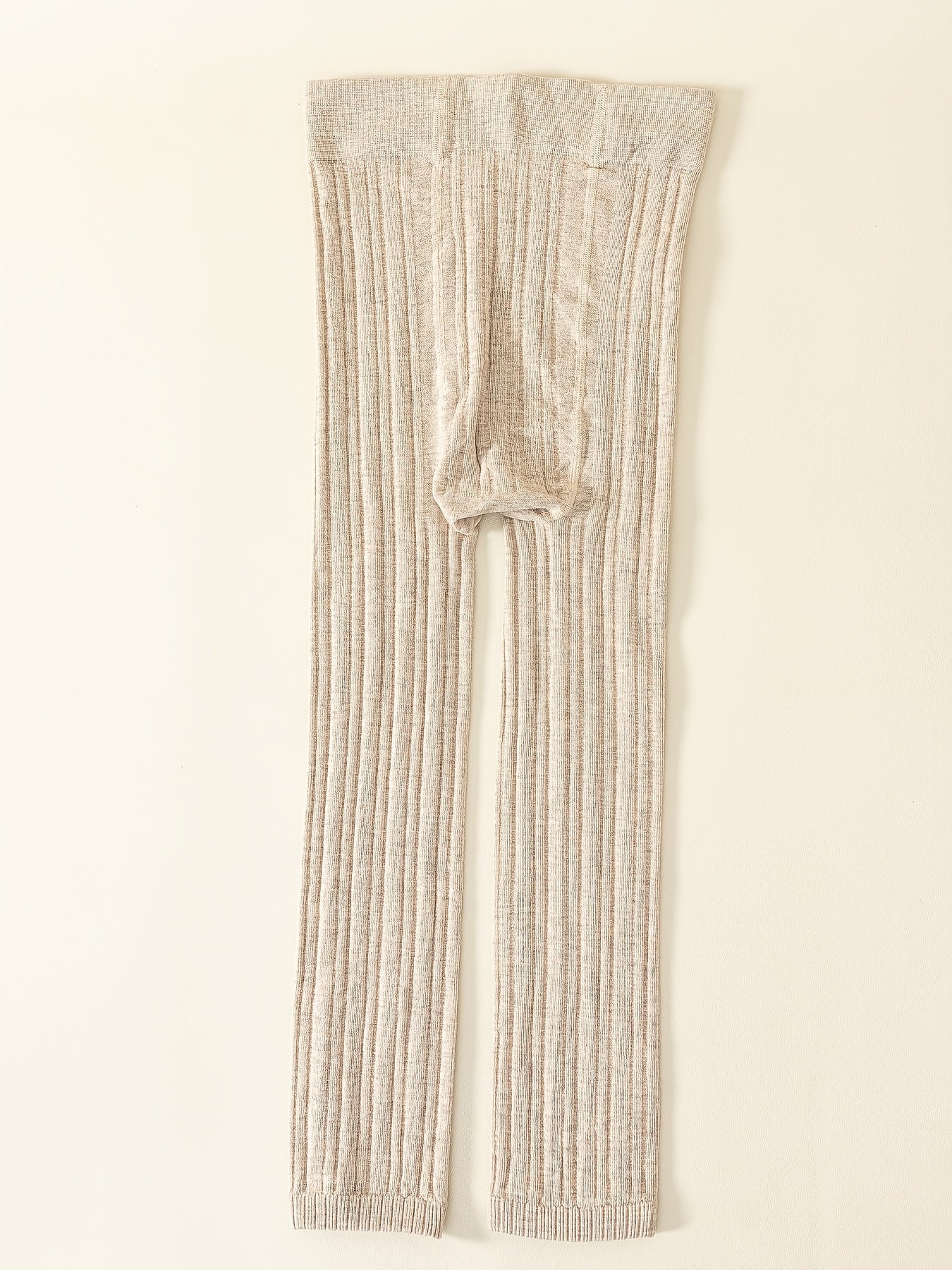 Kids' Base Pants, Girls' Spring/Autumn Vertical Stripe Slim Fit Knit Socks Embroidered Casual 9/10 Pants