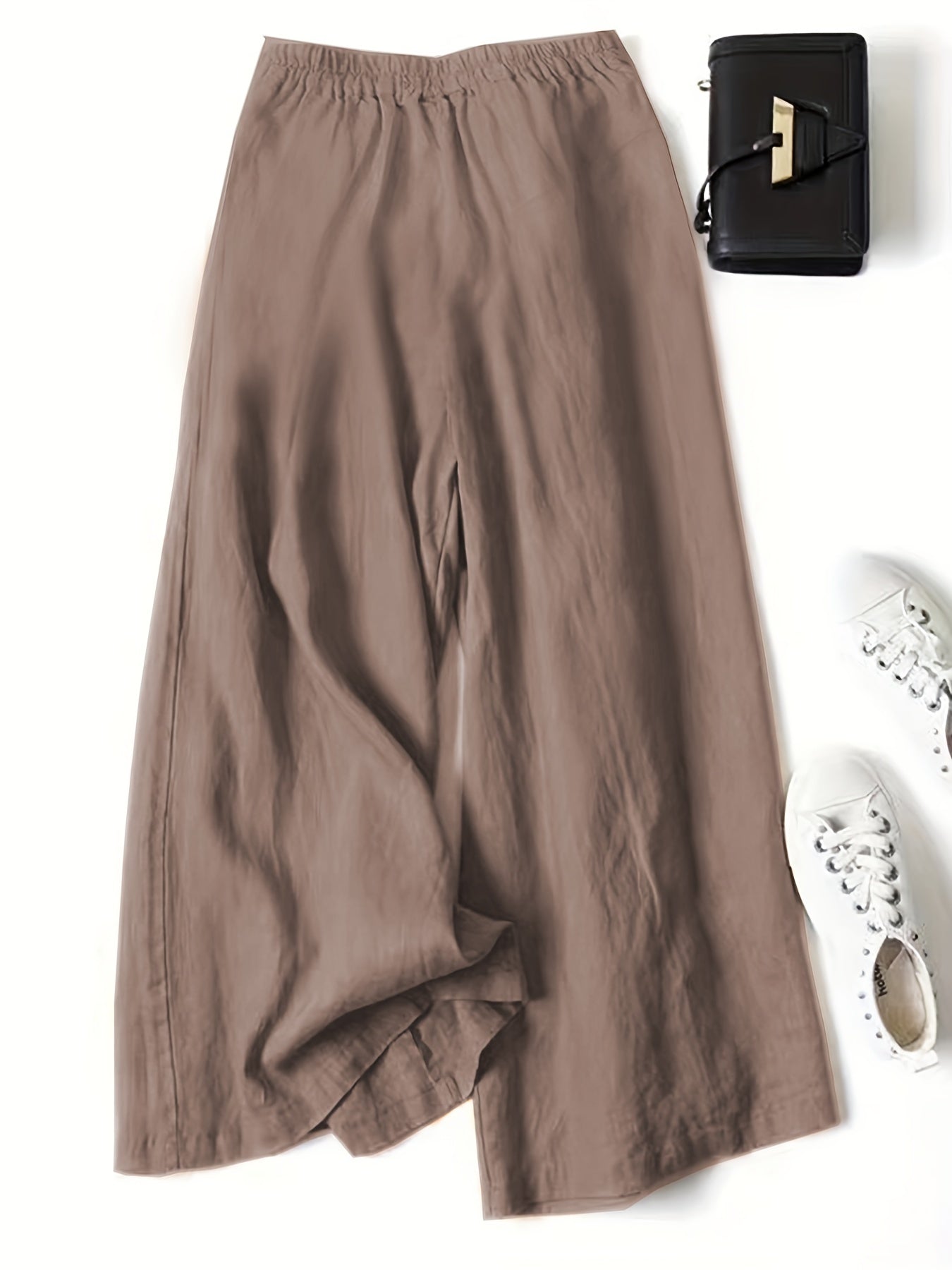 Linen Wide-Leg Ankle Pants, Breathable Thin Loose Linen Skirt Pants, Ethnic Style Vintage Trousers