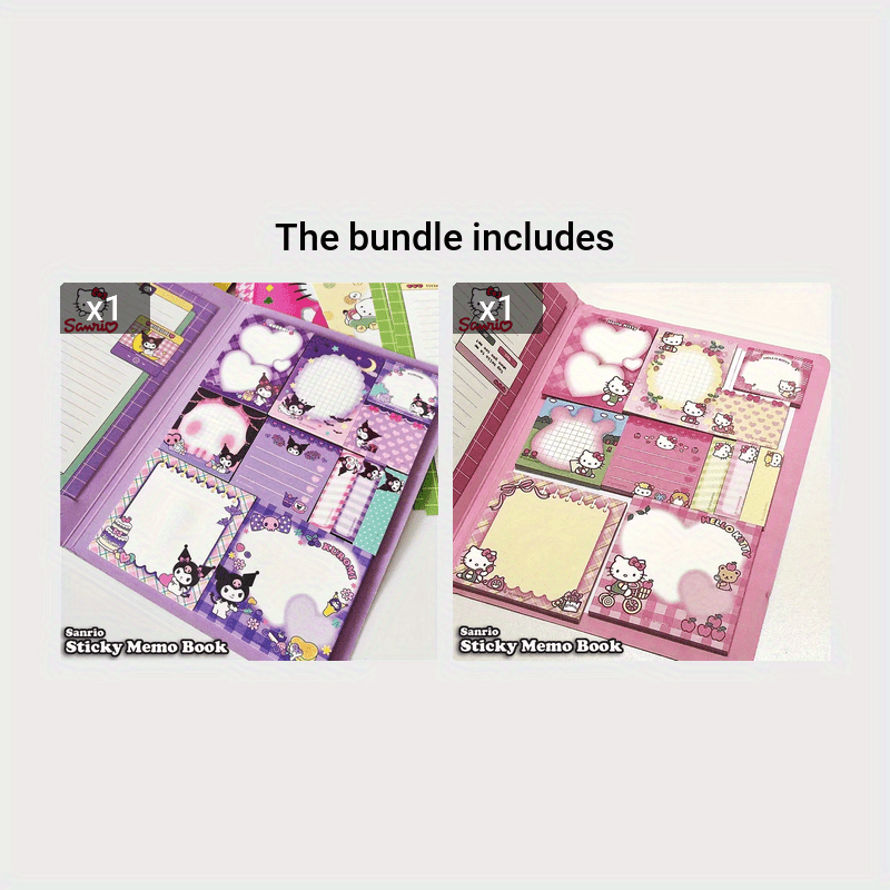 Hello Kitty Sticky Memo Book: 2 Letter Paper Designs + 11 Sticky Note Designs, 30 Sheets Each, Total 330 Sheets - A5 Size - Available in 6 Sanrio Character Covers - Perfect for Notes, Memos, and Gifts