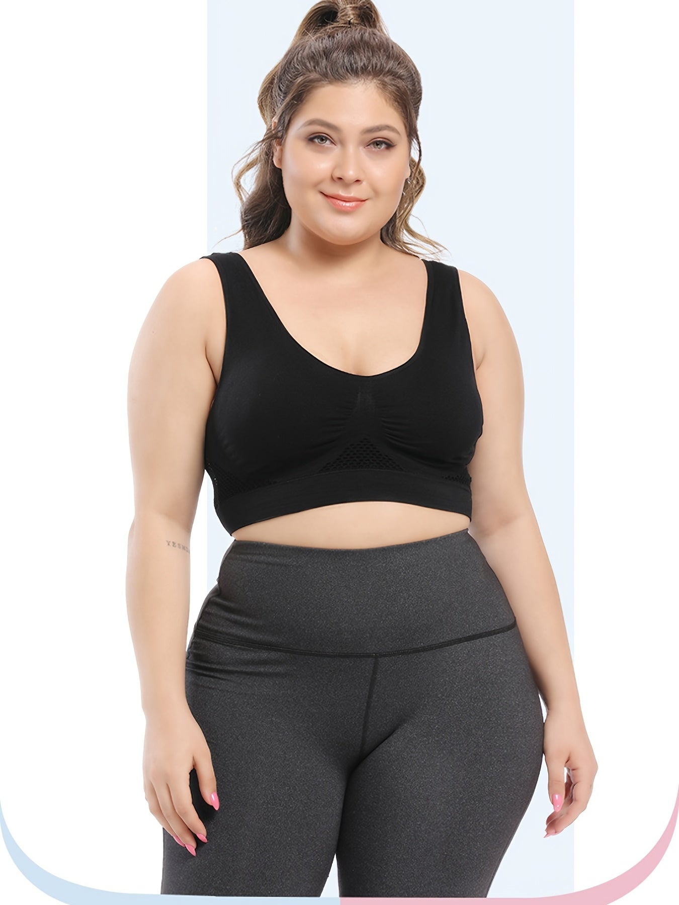 Plus Size Sports Bras for Women Seamless Bra with Pads Big Size Bralette Push Up Brassiere Bra Vest