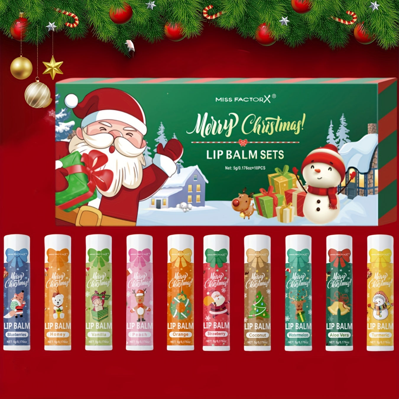 Gift Set 10pcs/Box Deep Hydration Long-Lasting Moisturizing Lip Balm Set Smooth Lips Christmas Theme Gift New Year Gift Valentine'S Day Gift, Travel Lip Balm Set, Texture(s) ranged from Gel beads + normal forms, Warm Pink+you