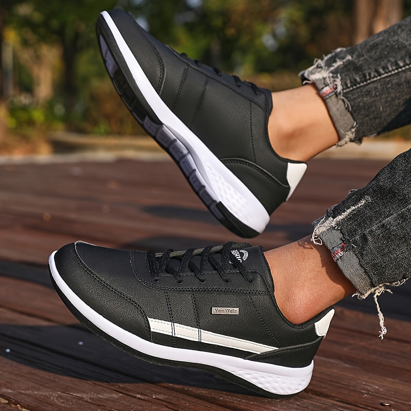 VanWeir Lightweight Men'S Shoes | Navy Blue/White, Lace-up sneakers with MD/TPR Sole, Breathable Fabric Lining for Outdoor, Hiking & Casual Wear
