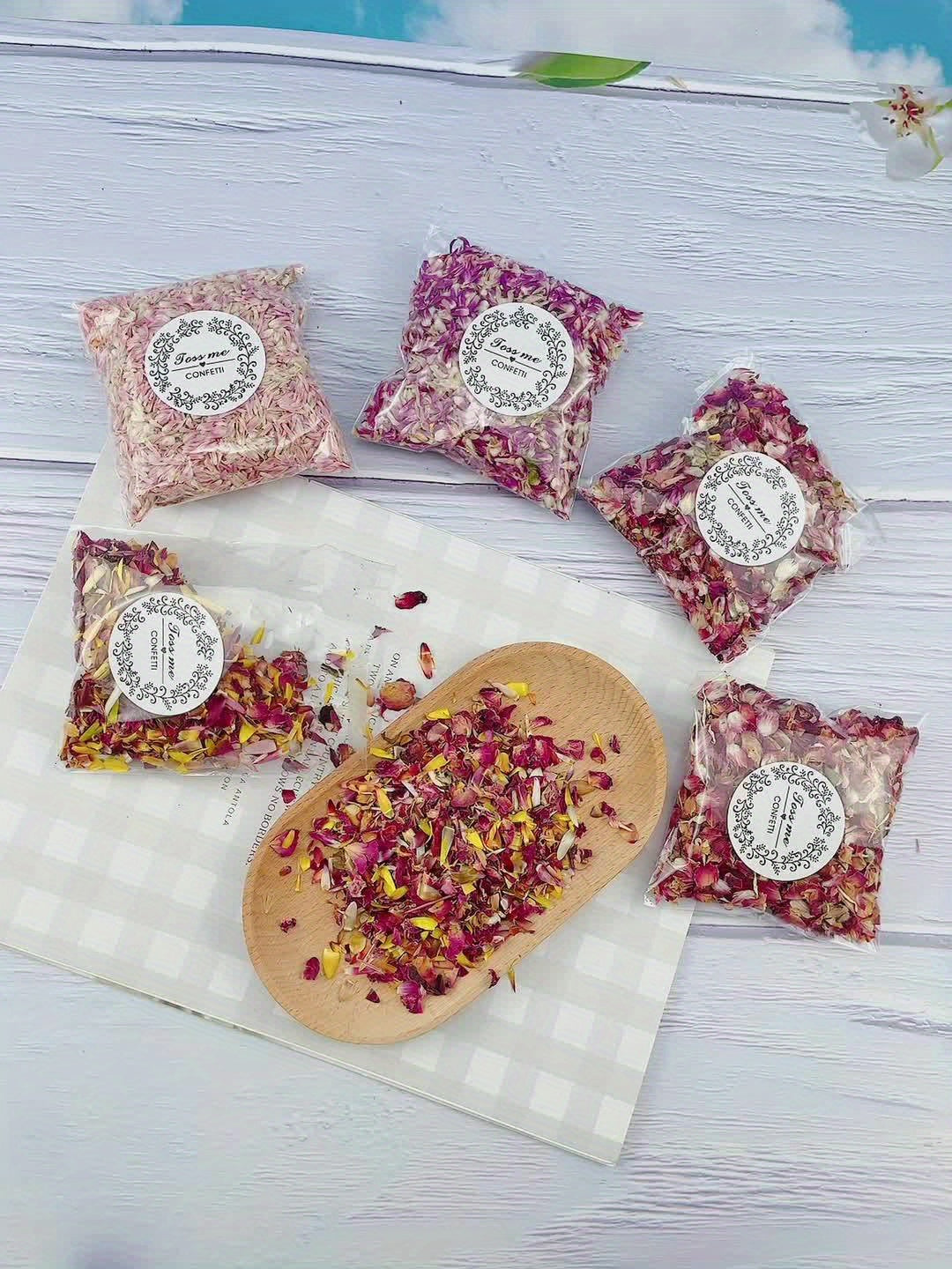 1pc/10g Dried Flower Floral Petals, Can Be Used For Wedding Scene, Birthday Scene, Indoor And Outdoor Landscaping Arrangement, Rain, Glass Bottle Decorations -winter, new year