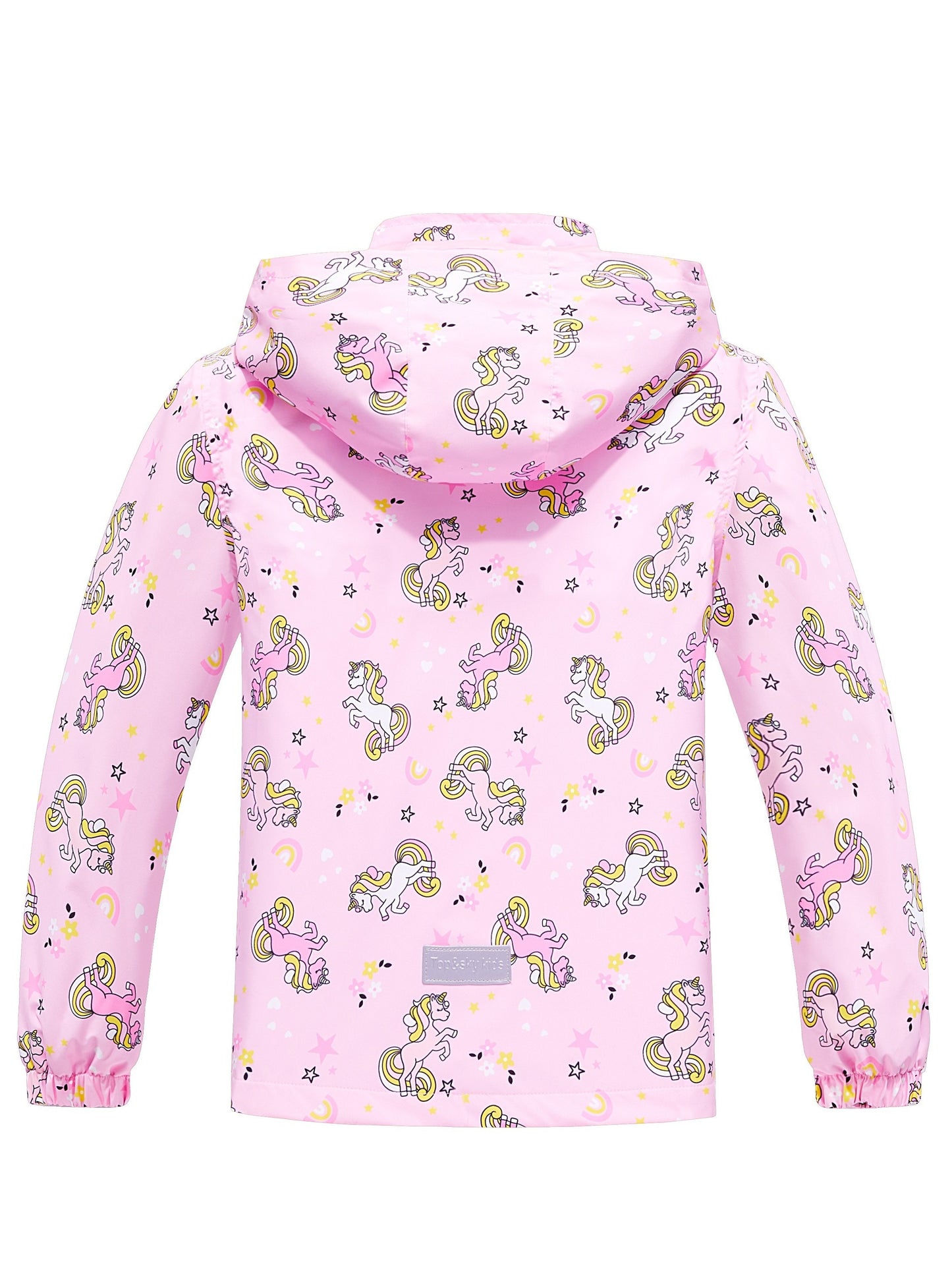 Girls' Unicorn Jacket - Lightweight Windproof Hooded Outerwear with Removable Hood, Pastel Rainbow & Clouds Design, Zip-Up Front, Long Sleeves, and Pockets for Spring/Fall Casual Wear, Unicorn Clothes, Playful Kids Fashion, D