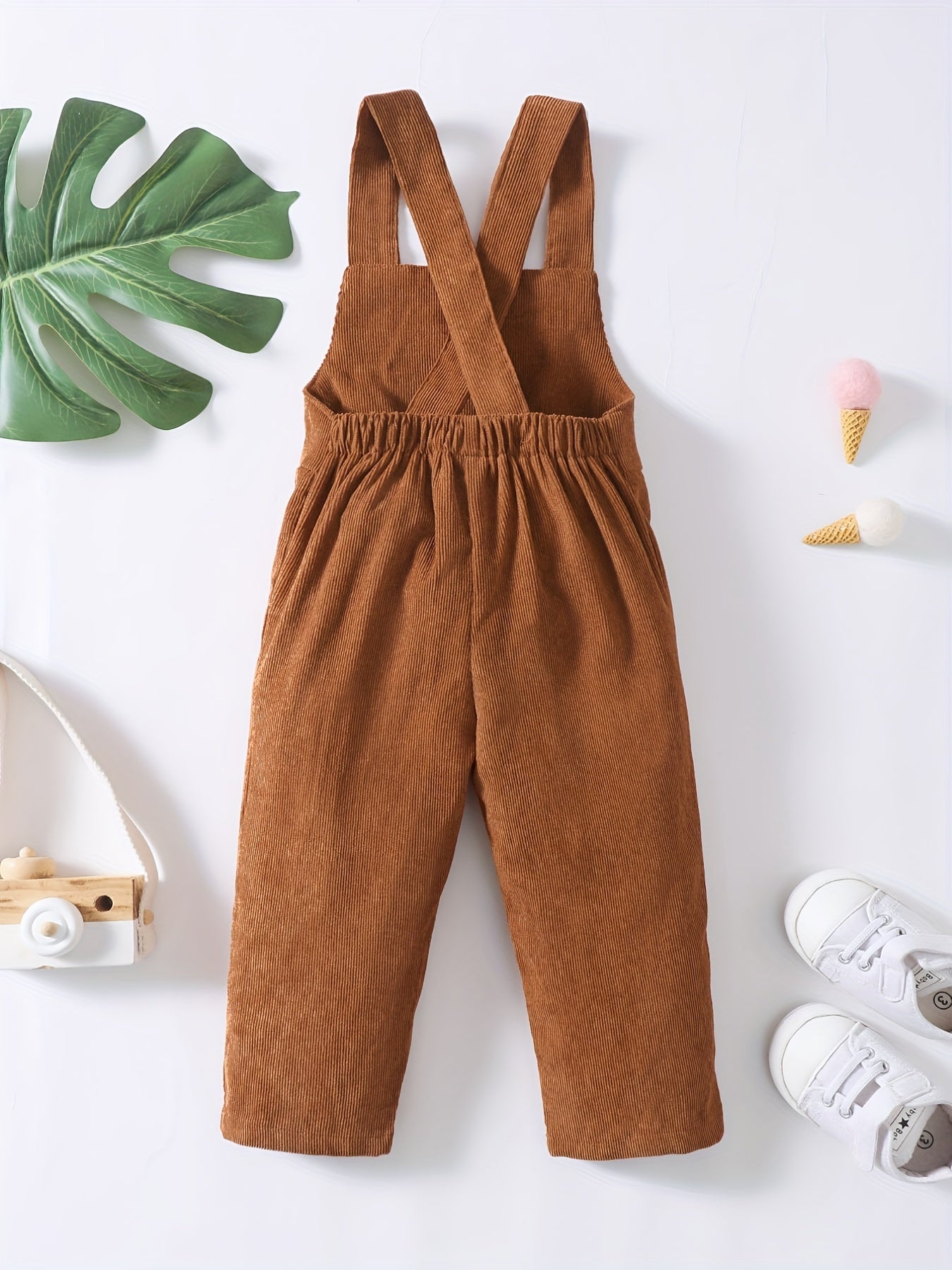 Casual Corduroy Knotted Toddler Baby Overalls, Jumpsuit With Pocket, Retro Strap Pants For Boys Girls