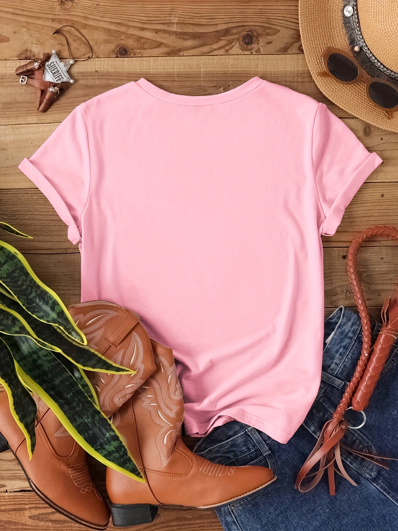 Cute Flower & Letter Print Casual T-shirt, Crew Neck Short Sleeve Top For Spring & Summer, Women's Clothing