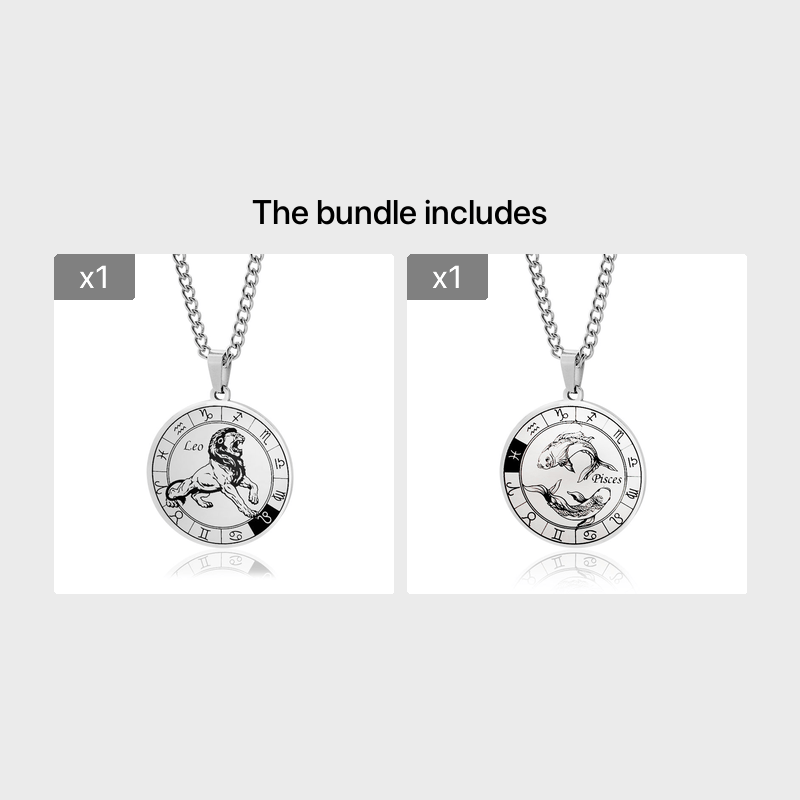 Stainless Steel Star Zodiac Necklace 12 Constellation Coin Pendant Necklace For Men Jewelry Gift For Birthday Anniversary