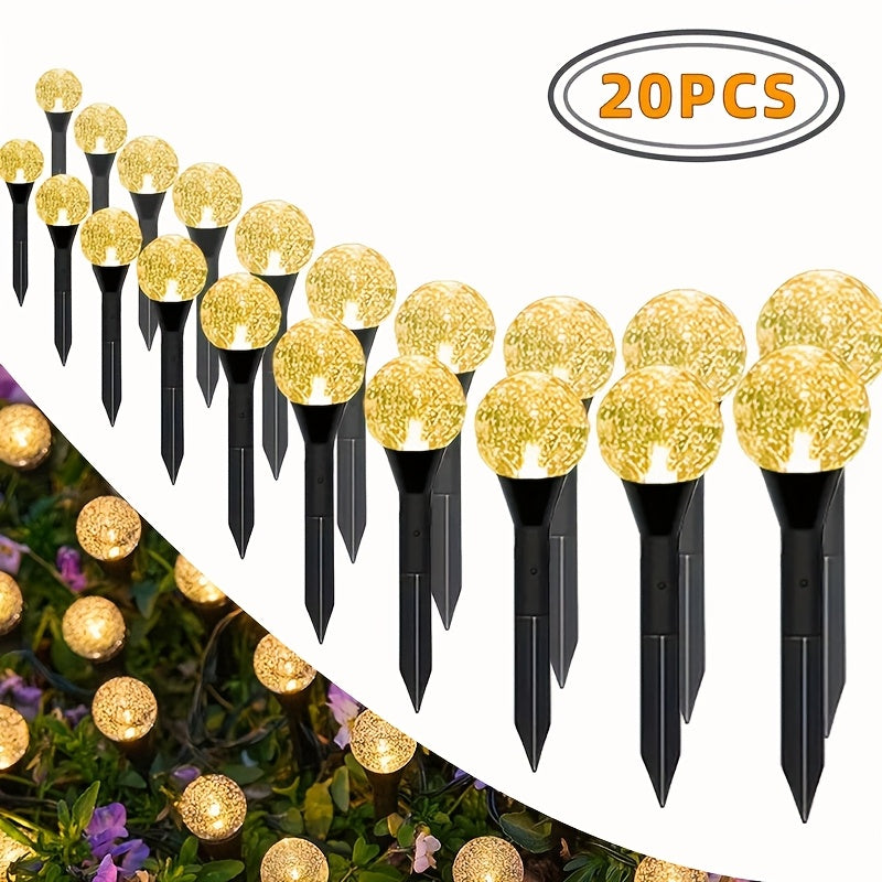 20pcs Solar Garden Lights, Outdoor Lawn Lamps with 8 Lighting Modes, Automatic On/Off, Metal Construction, Flower Theme, Push Button Control, Ideal for Christmas, Weddings, Parties, Camping, Birthday Decorations, Outdoor Deco