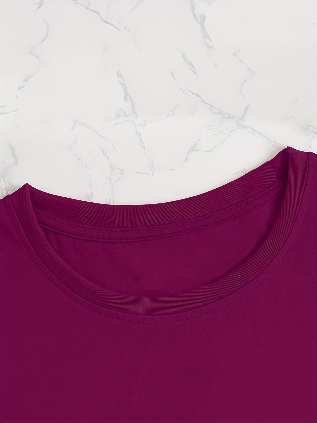 Plus Size Face Print Short Sleeve T-shirt, Women's Plus Slight Stretch Round Neck Casual Tee