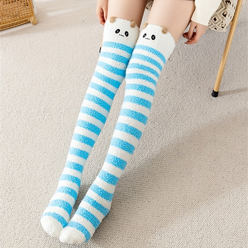 1-Pair Women's Winter Thermal Over-the-Knee (OTK) Floor Socks - Cozy Coral Sleeping Socks Suitable for Home, Bed, and Cold Weather - Warmth &