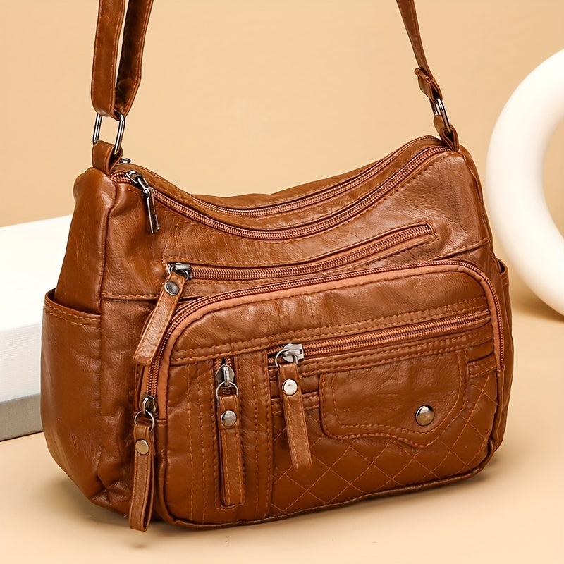 8108 Large Capacity Soft Bag Single Shoulder Crossbody Bag Flower Shape Random, Shoulder Strap Direction Random, Pull Head Direction Random