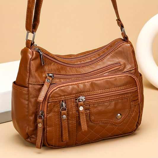 8108 Large Capacity Soft Bag Single Shoulder Crossbody Bag Flower Shape Random, Shoulder Strap Direction Random, Pull Head Direction Random