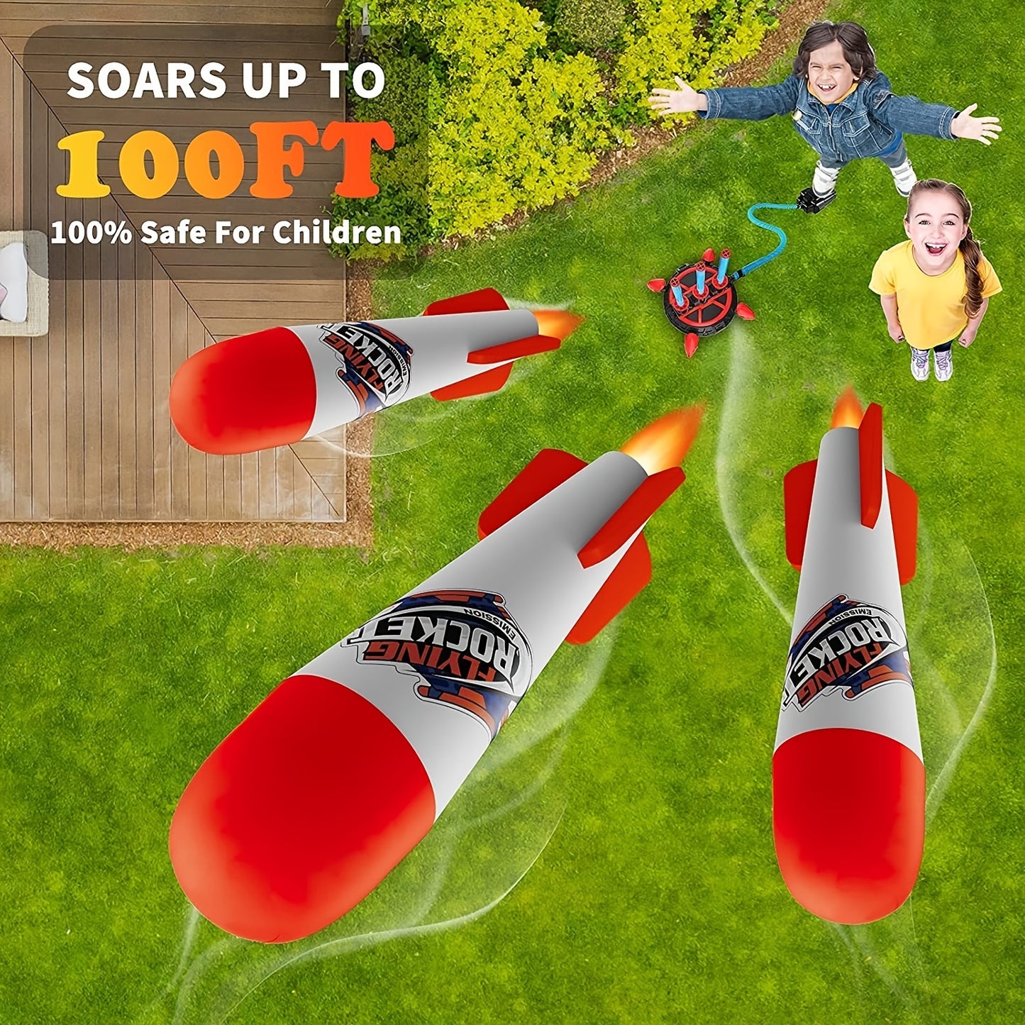 Kids Toy Rocket Launcher, Upgrade 3 Jumper Launcher Design, Jumping Rocket Launcher With 6 Foam Rockets, Fun Outdoor Toys For Boys Girls, Gift Toys For Boys Girls Over 6 Years Old