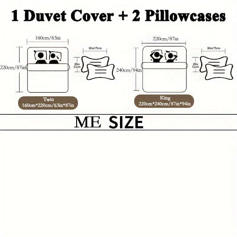 3pcs Multicolor Printed Duvet Cover Set | Polyester, Zipper Closure, Machine Washable, All-season Use