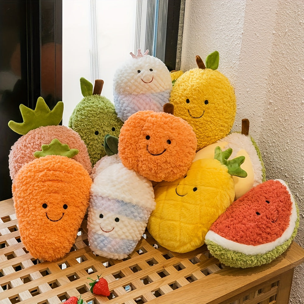 1pc Adorable Fruit Plush Toy - Soft, Realistic, and Cuddly Watermelon, Pineapple, Banana, Strawberry Shapes - Educational Gift, Comfortable Pillow, and Festive Home Decor for Halloween, Thanksgiving, and Christmas