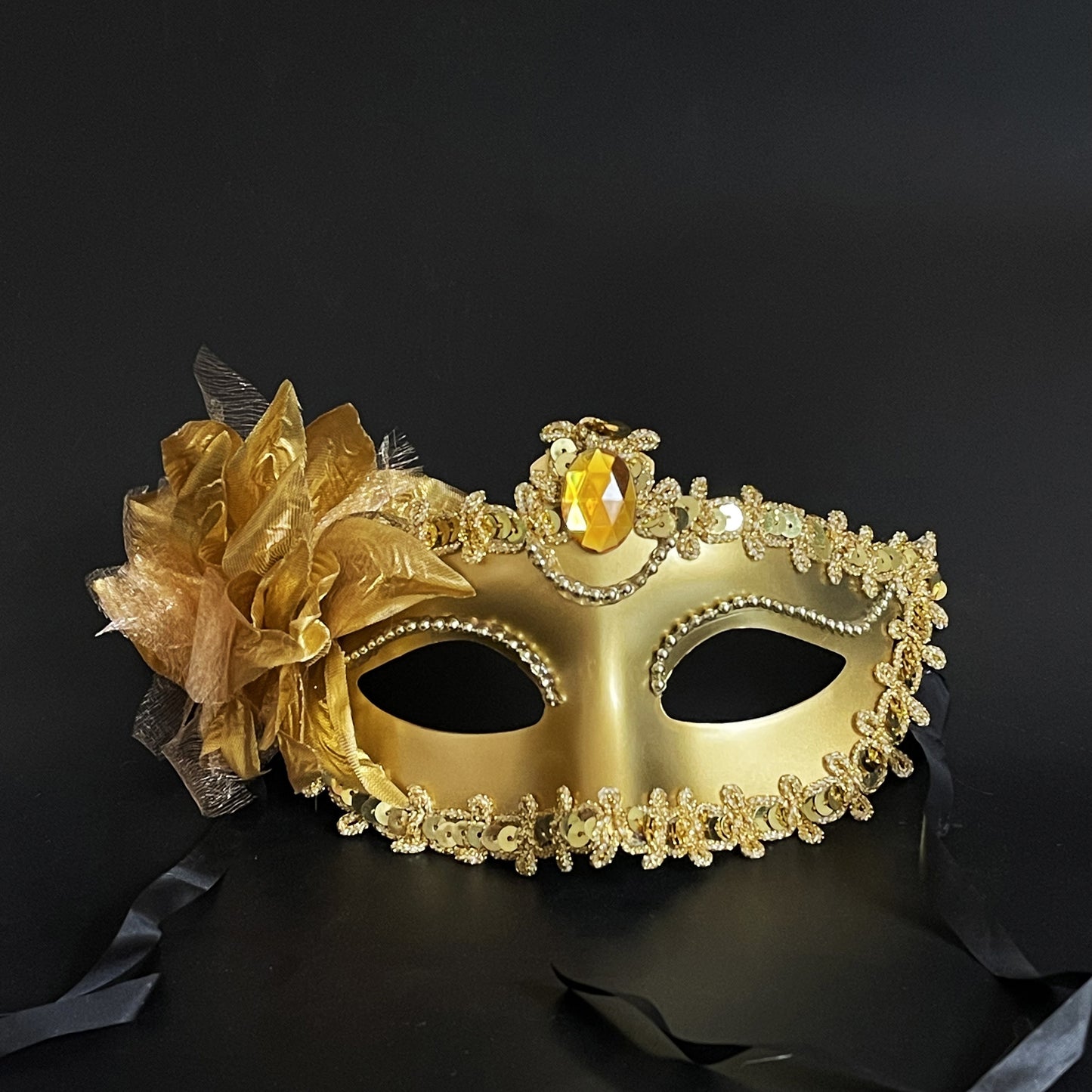 1pc Elegant Lily Flower Rhinestone Mask, Party Dress-Up Mask, Social Gathering Props