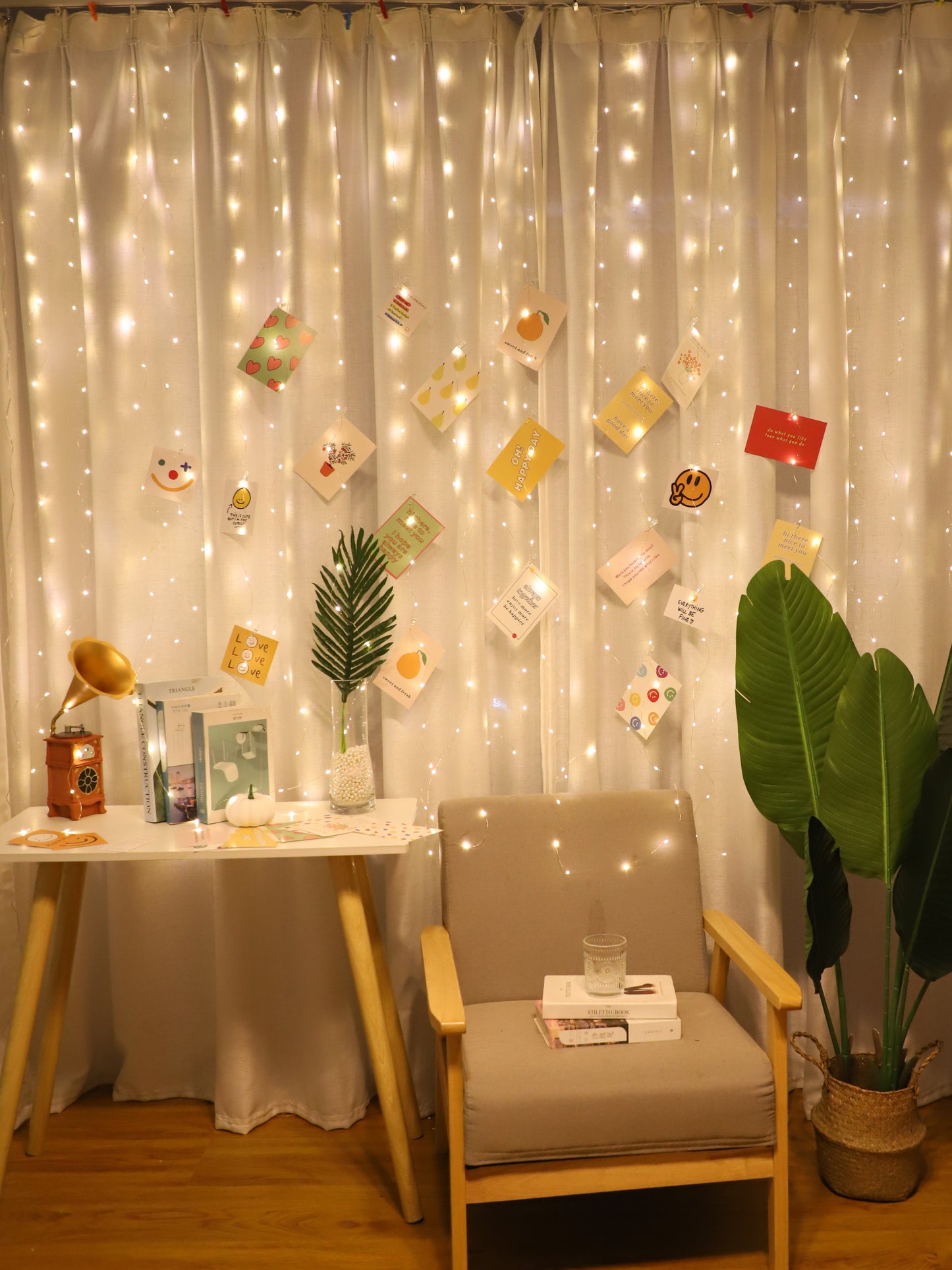 1pc, 200 LED Curtain Lights 199.95cm, Hanging Window Lights, Fairy Lights, Bedroom Decor, Indoor Decor, Christmas Holiday Party Supplies, Party Decor, Festival Decor Not Include Batteries, Halloween