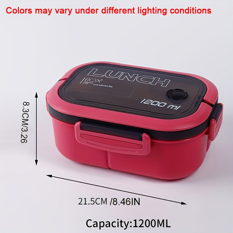 1200ml 2-Layers Sealed Lunch Box Fruits Student Office Worker Microwavable Bento Box with Fork Spoon( Without Chopsticks),back to school