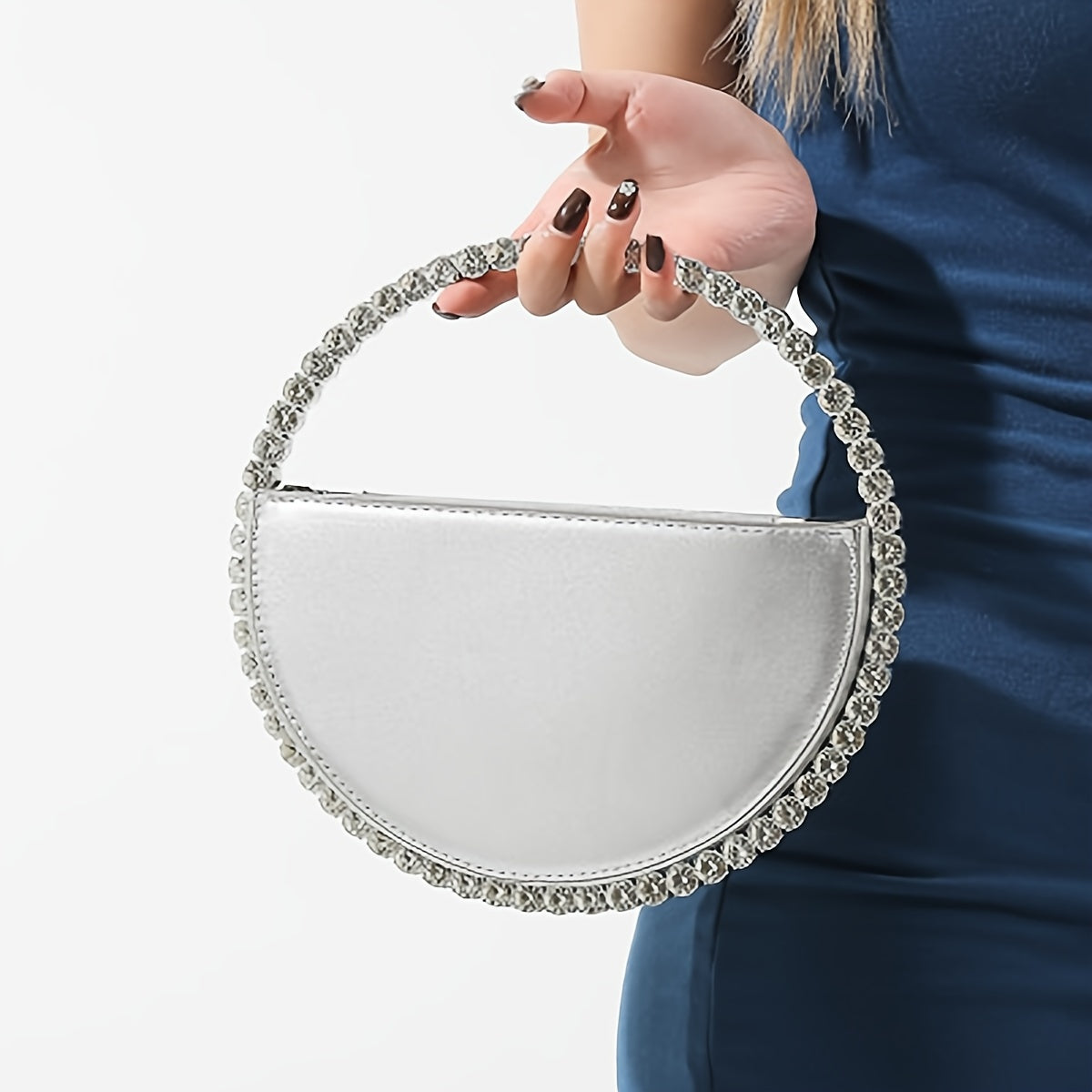 Flower Rhinestone Evening Purse, Luxury Hollow Out Clutch Bag, Women Handbag For Wedding Prom Cocktail Party
