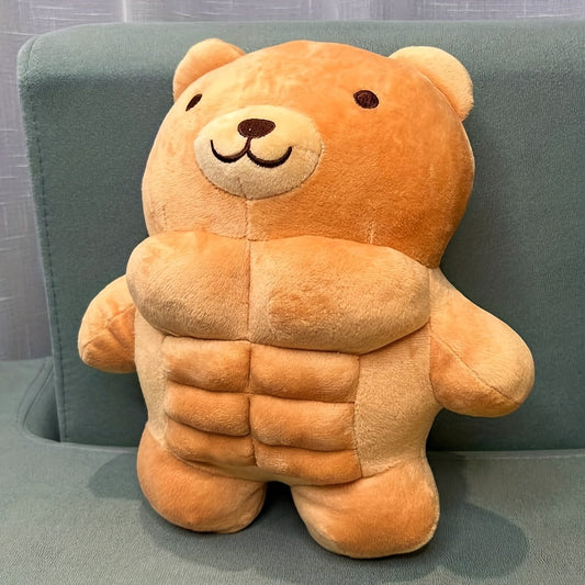 Adorable 29.97cm Muscle Teddy Bear Plush Toy - Soft, Cuddly Stuffed Animal Pillow for Youngsters & Adults - Perfect for Christmas, Birthday Gifts