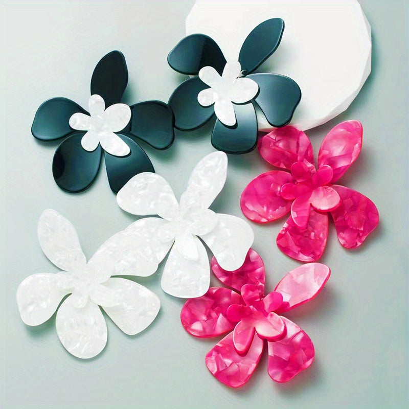 Exaggerated Flower Design Sexy Dangle Earrings Resin Jewelry Trendy Female Gift Showroom Party Statement earrings Accessories