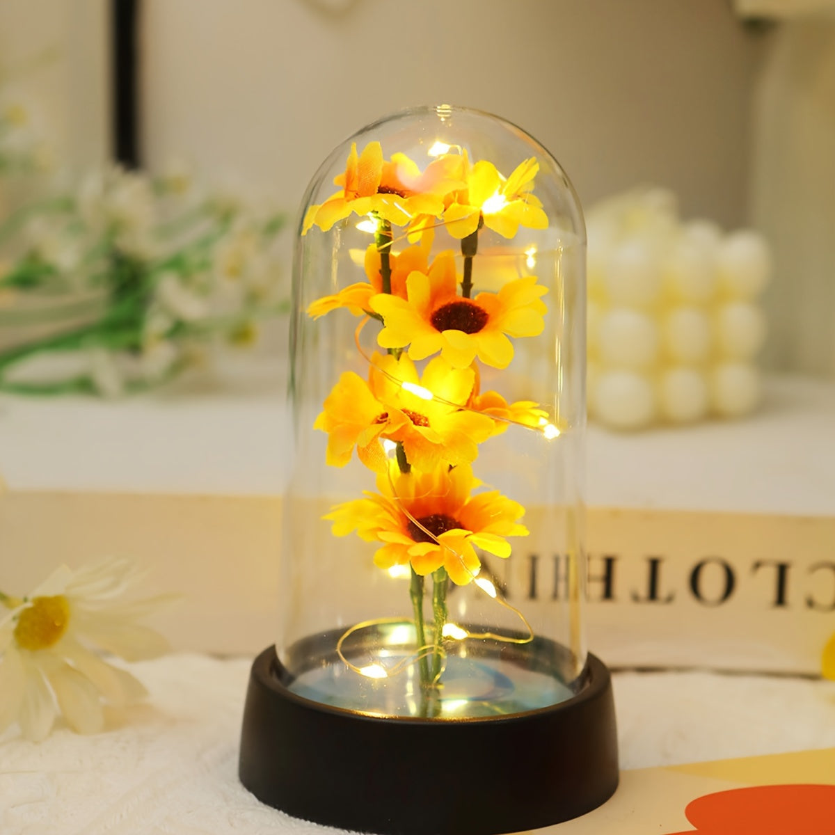 1pc Simulated Sunflower Decorative Night Light, Valentine's Day, Mother's Day, Anniversary, Weddings Gifts, Desktop, Bedside/Wall Cabinet Flower Decorative Light