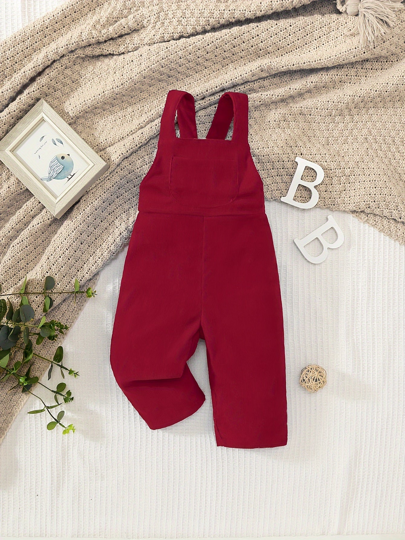 Casual Corduroy Knotted Toddler Baby Overalls, Jumpsuit With Pocket, Retro Strap Pants For Boys Girls