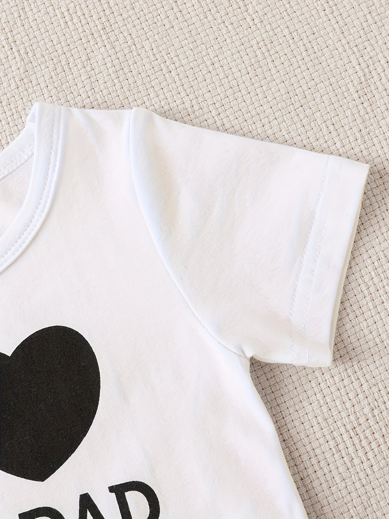 Baby Boys And Girls Casual "I Love My Mom & Dad" Printed Short Sleeve Romper, Cute Comfy Outdoor Jumpsuit Clothes