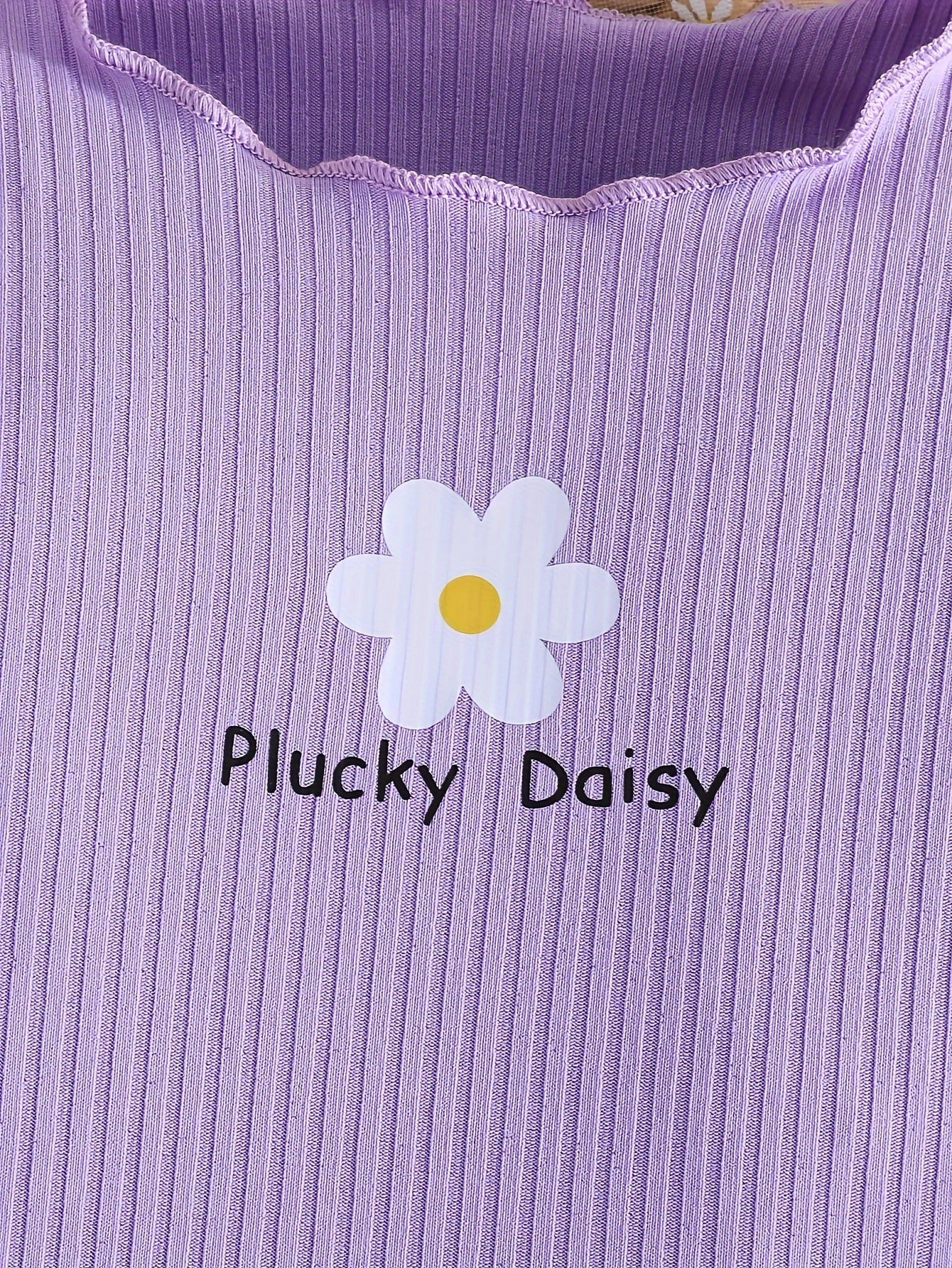 2-piece Baby's Flower Print Ribbed Long Sleeve Top + Casual Pants, Toddler & Infant Girl's Clothing Set Outdoor