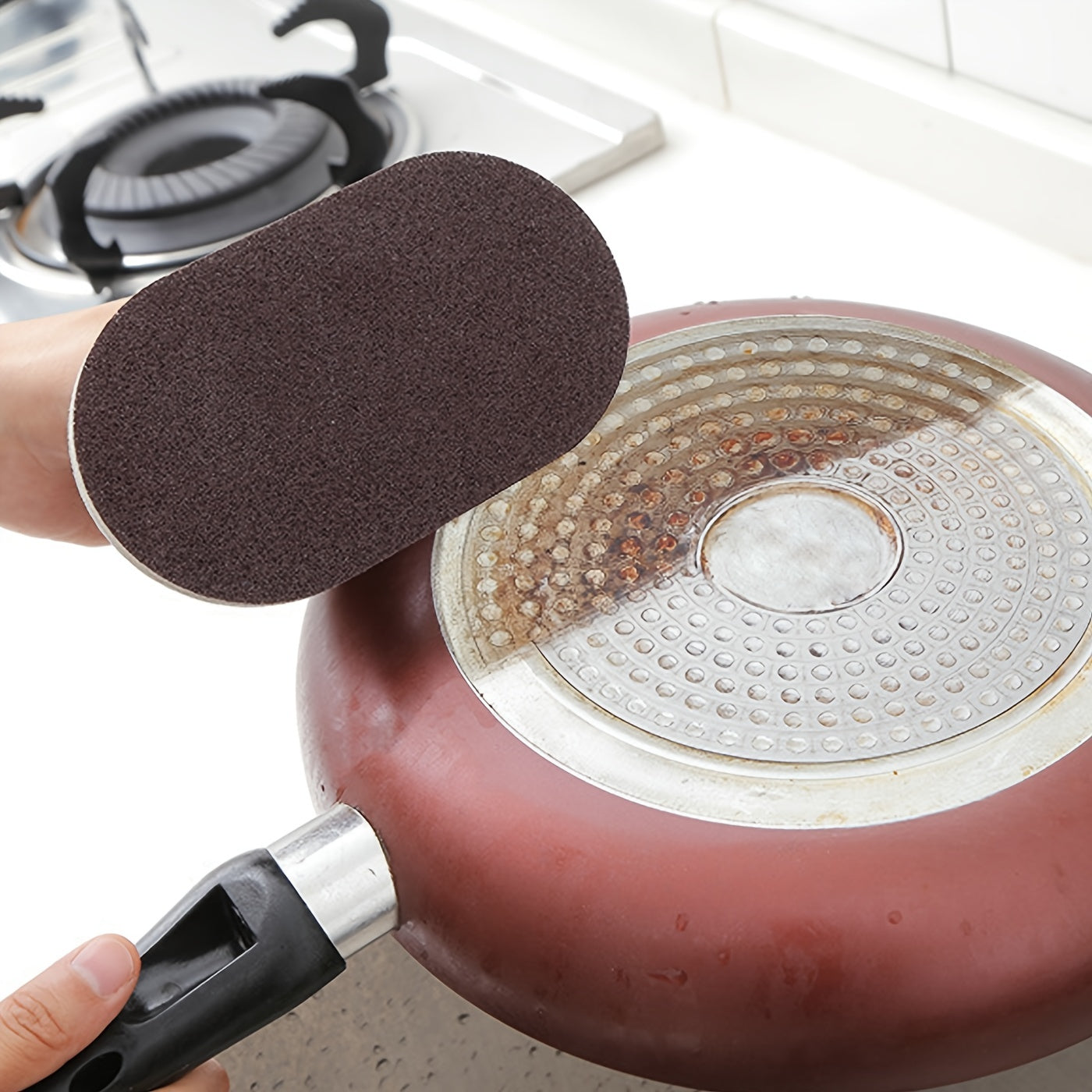 1pc/2pcs/5pcs- Kitchen Magic Sponge Brush, Multifunctional Sponge Cleaning Brush, Pan Pot Grinder Knife Melamine Sponge Clean Strong Decontamination Brushes Descaling.