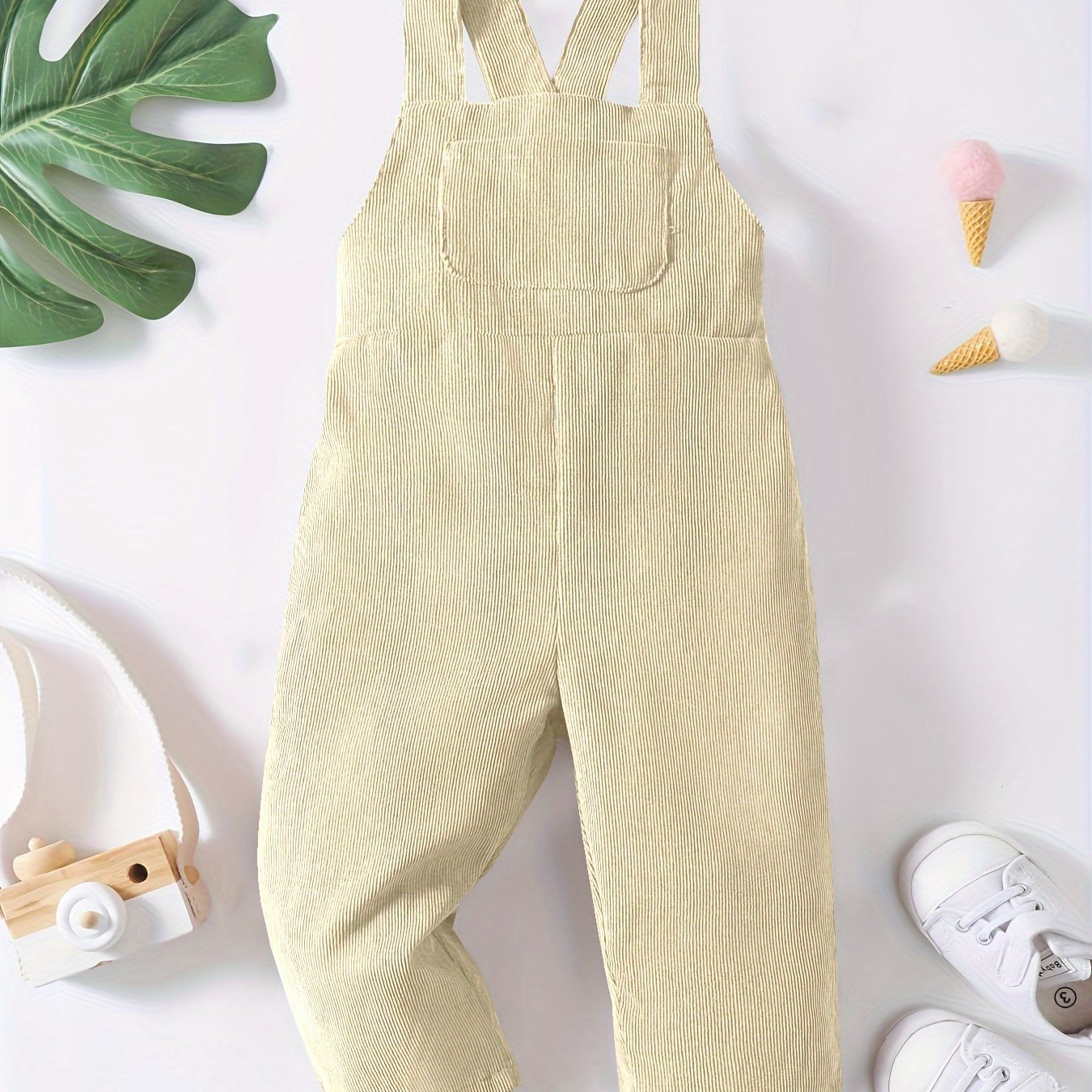 Casual Corduroy Knotted Toddler Baby Overalls, Jumpsuit With Pocket, Retro Strap Pants For Boys Girls